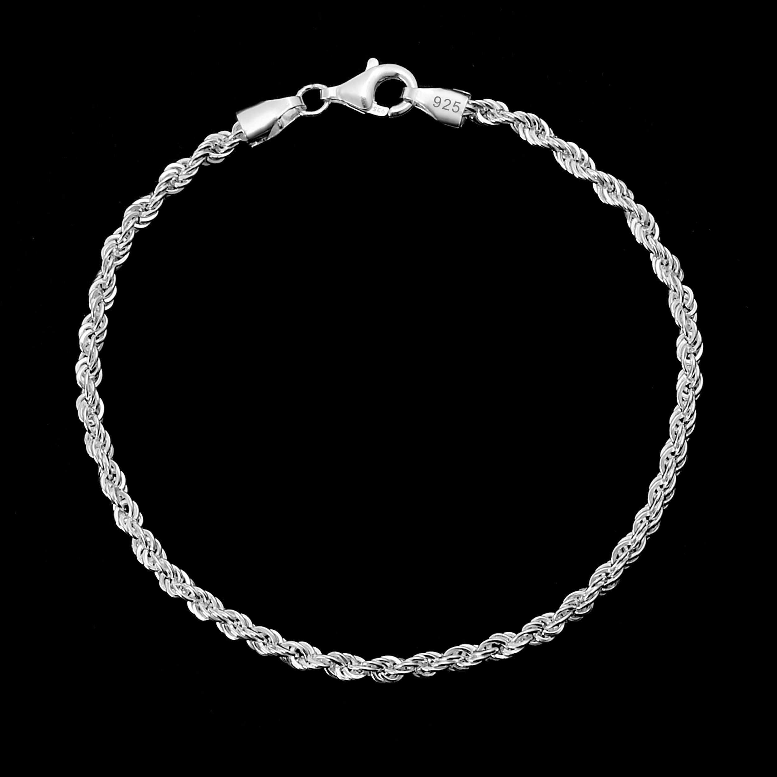 Set - Kordelkette + Armband 3mm - 925 Silber - Kostenloses Armband