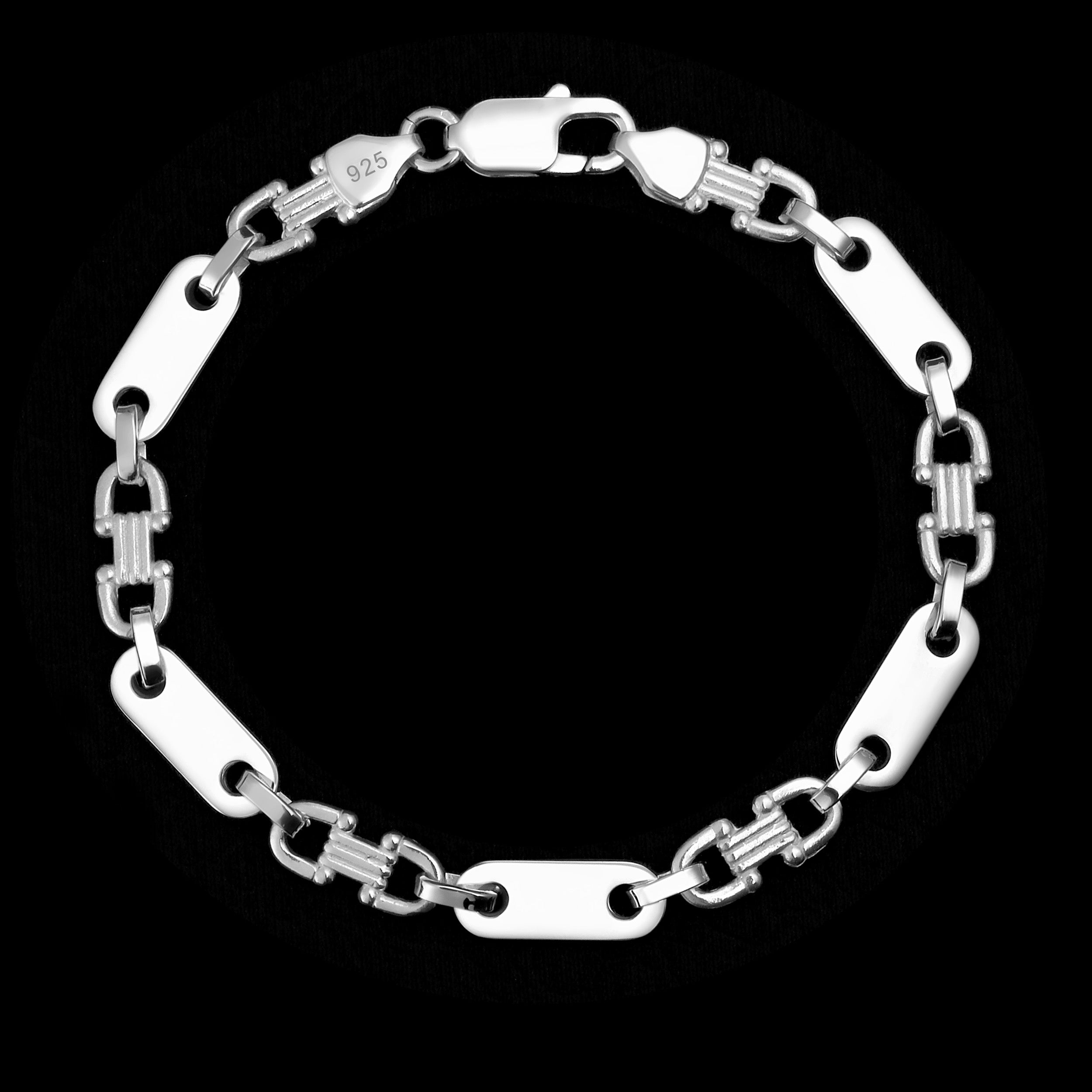 6mm Plattenkette Armband - Silber 925