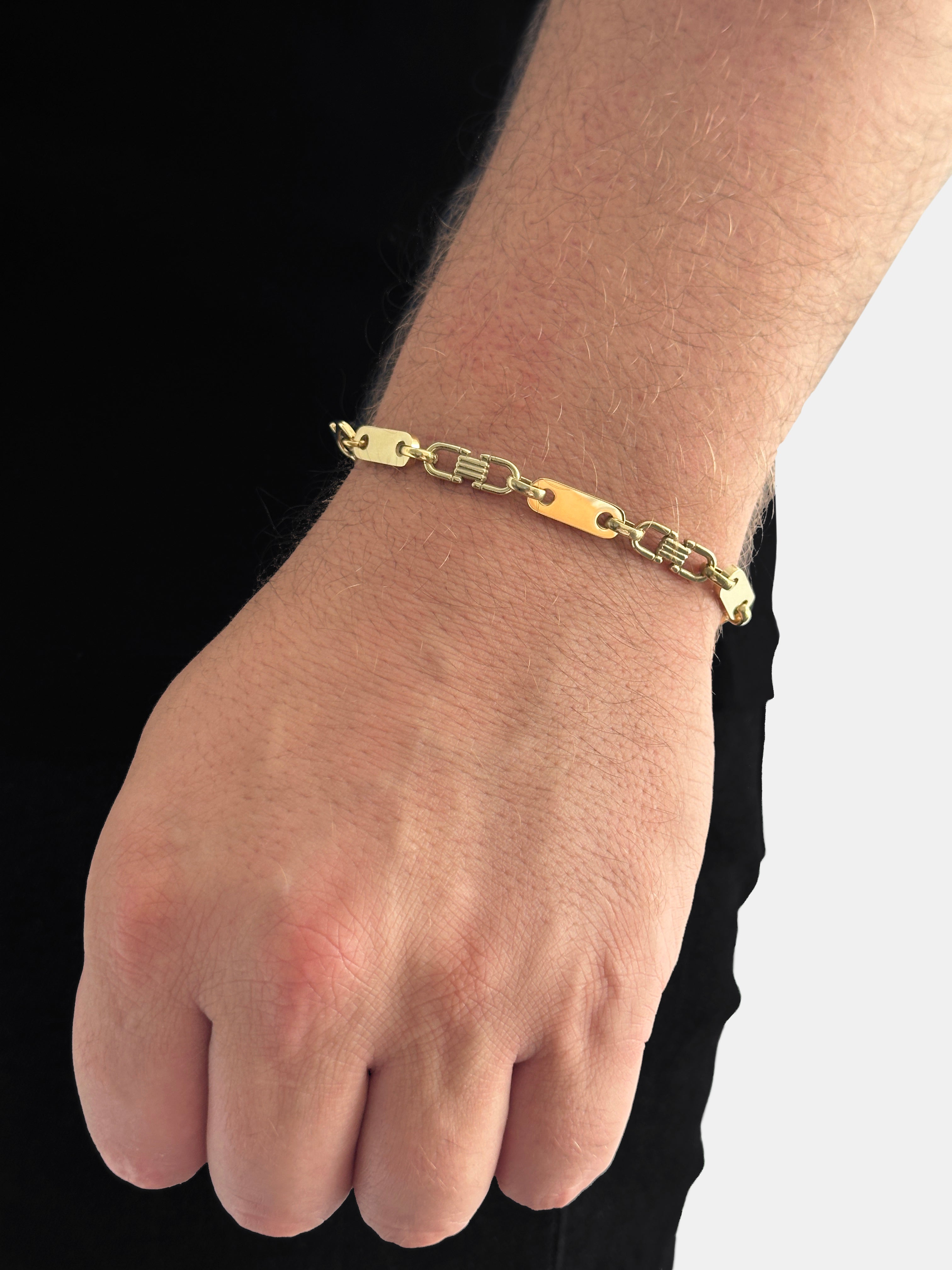 Gratis Armband - Plattenkette Set - 6mm - Edelstahl mit 14k Vergoldung